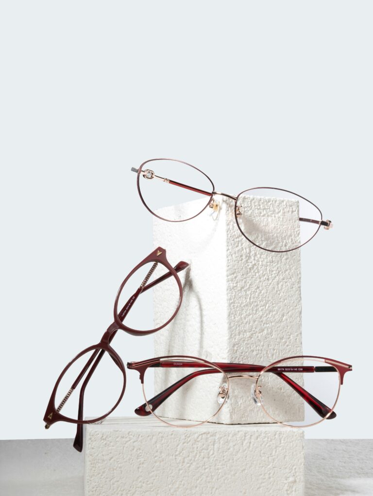 Stylish spectacles on display, discover simple adjustments to stop glasses sliding down nose.