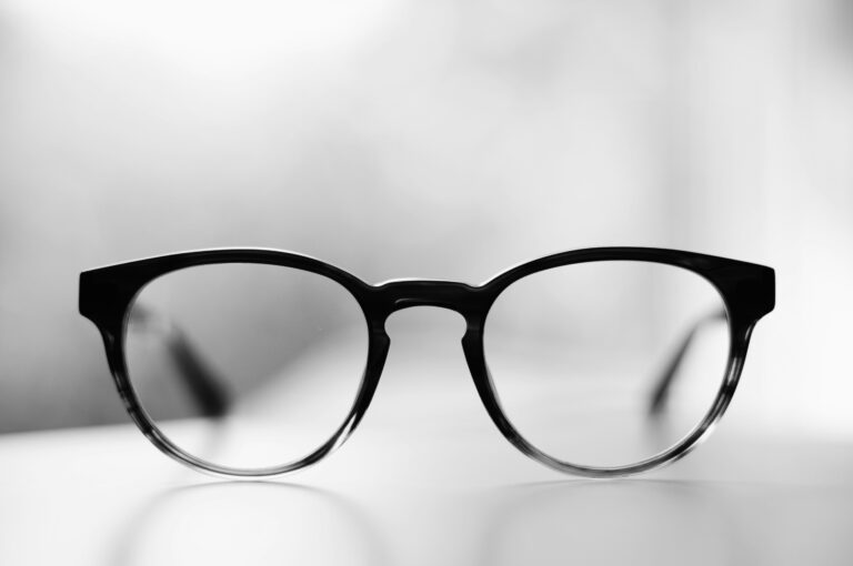 Pair of glasses used to illustrate how myopia control lenses work